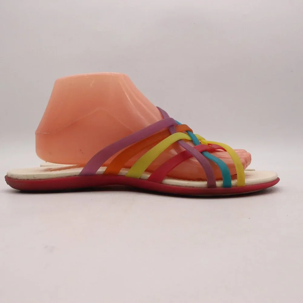Crocs Huarache Sandals Women's US Size 10 Rainbow Jelly Flip-Flops Thongs Flats